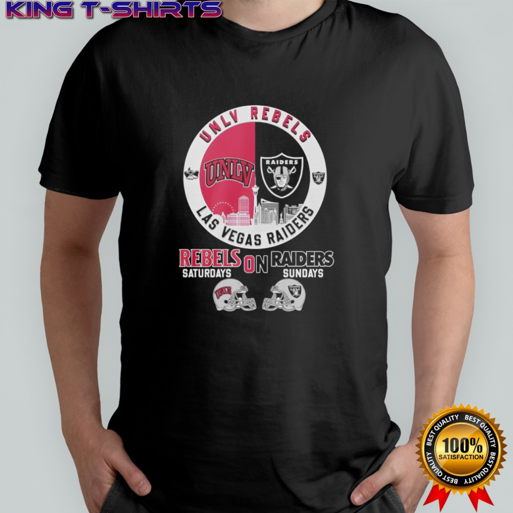UNLV Rebels on Saturdays and Las Vegas Raiders on Sundays helmet logo mashup shirt