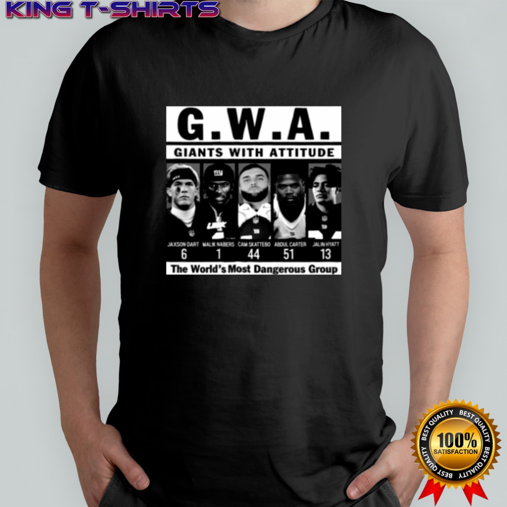 Viral Jaxson Dart Malik Nabers Cam Skattebo Abdul Carter And Jalin Hyatt Gwa Giants With Attitude Tee Shirt