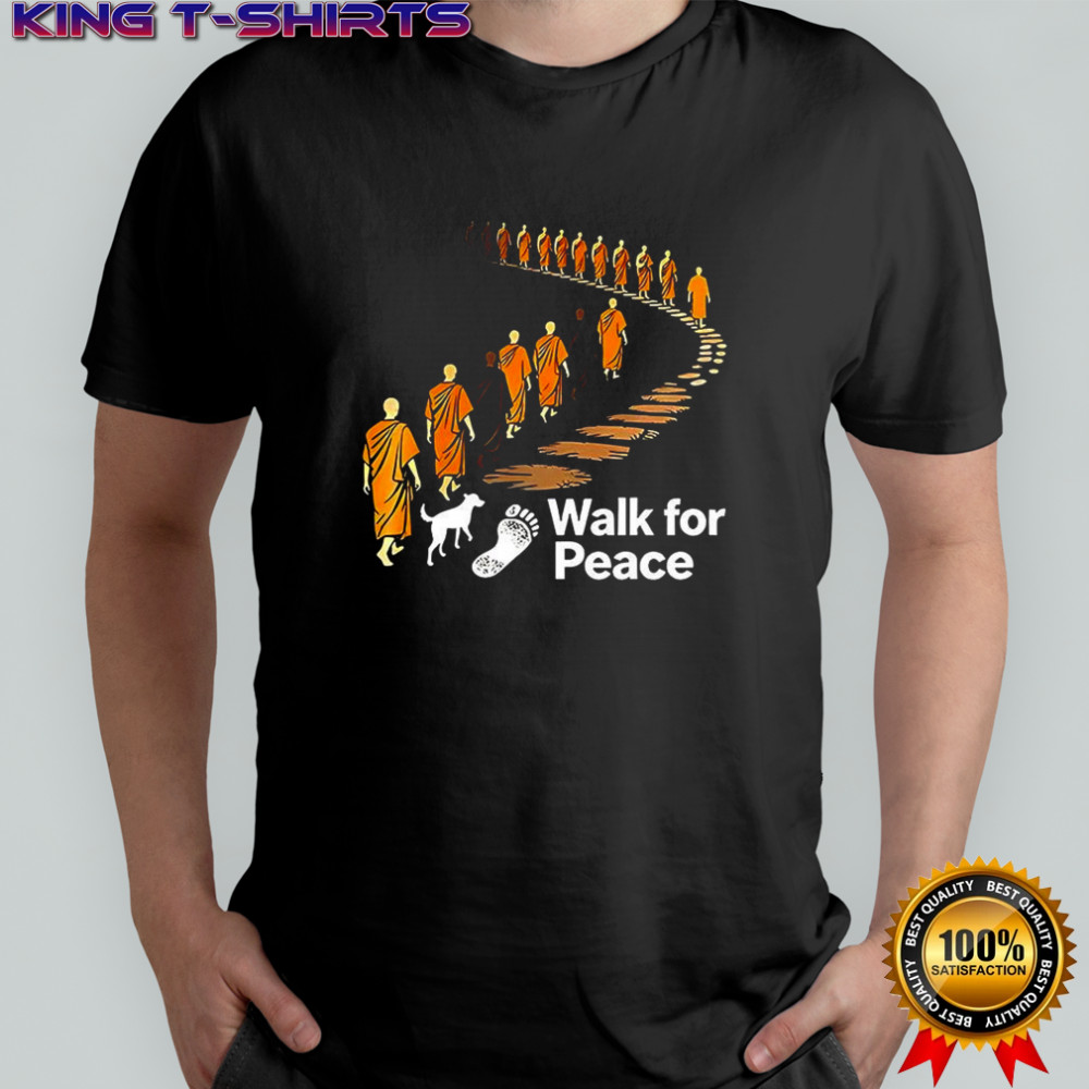Walk for peace graphic of monks and dog shirt