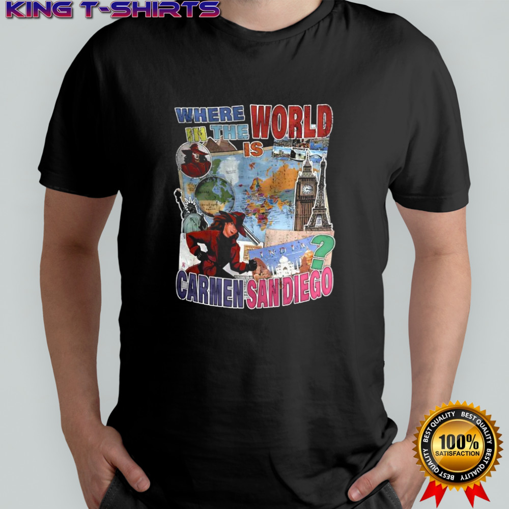 Where in the World is Carmen Sandiego cartoon retro shirt