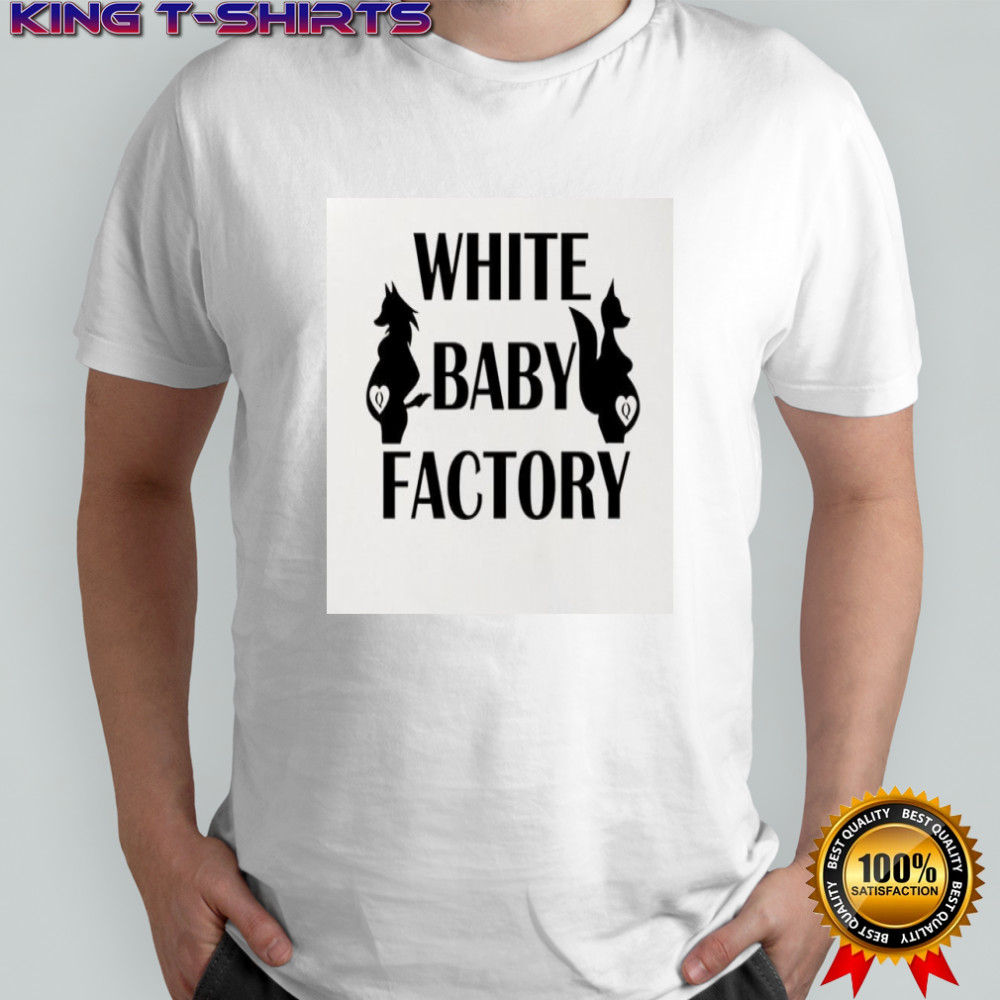 White baby factory silhouette of a pregnant animal shirt