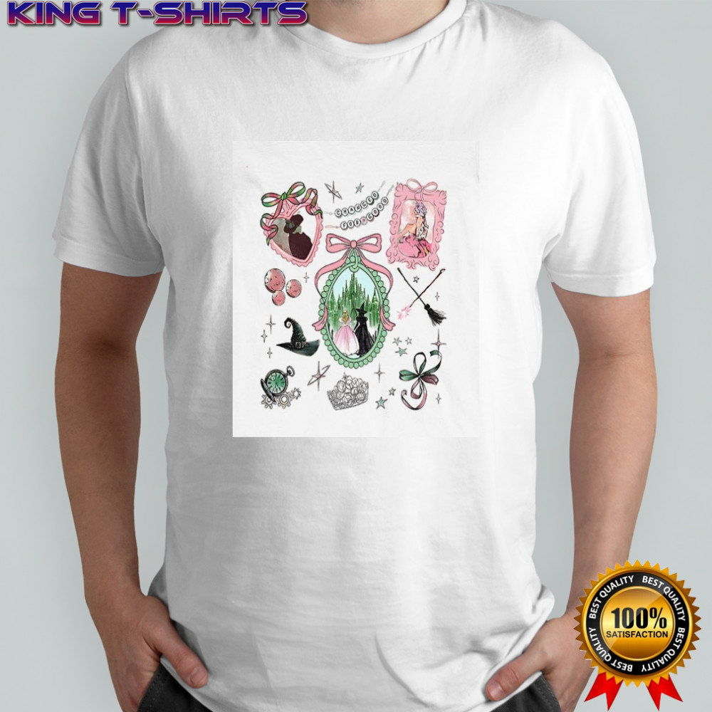Wizard of Oz coquette bow wicked movie inspired pink and green changed for good shirt